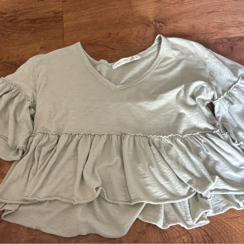 Flowy Ruffle Top in Sage Green
